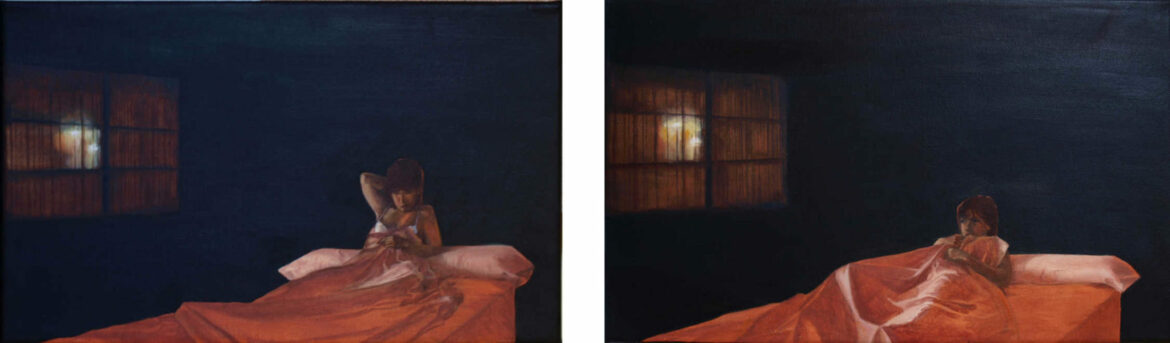 The night is also a sun-oil on canvas-50x30cm-each one